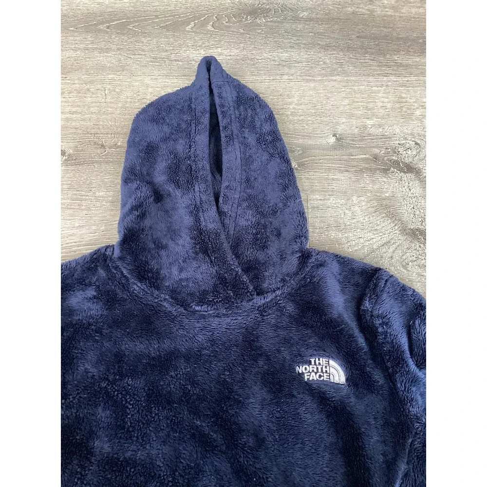 The North Face womens Size XS fuzzy fleece Osito hooded sweatshirt pullover blue